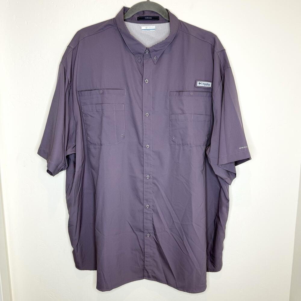 Columbia Tamiami Vented Button Up Shirt Men’s 5XT Purple 5X